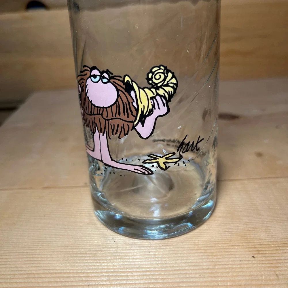 VTG 1981 Arbys Glass BC Ice Age‎ Caveman Grog Drinking Collectible Cup Clear USA